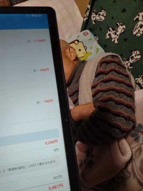いつも利用する地場スーパーのネットショッピングなので、「いつもの~」のように父は安心して寝ながら私を介し注文しています