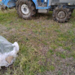 田んぼのぬかるみから救出したトラクター