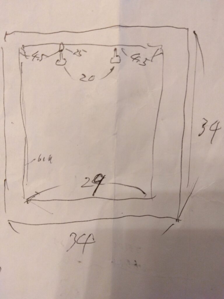 旧の換気扇の設置状況をメモしたもの